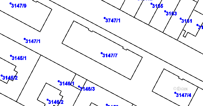 Parcela st. 3147/7 v KÚ Břevnov, Katastrální mapa