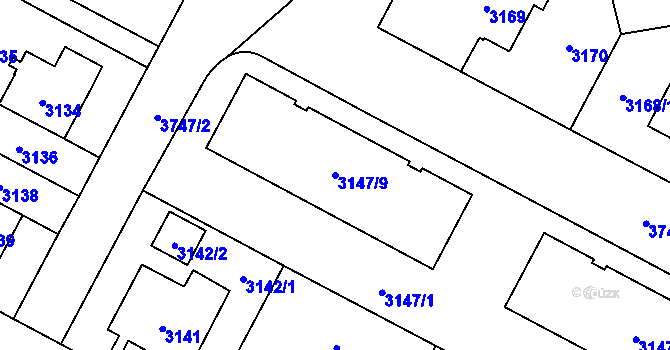 Parcela st. 3147/9 v KÚ Břevnov, Katastrální mapa