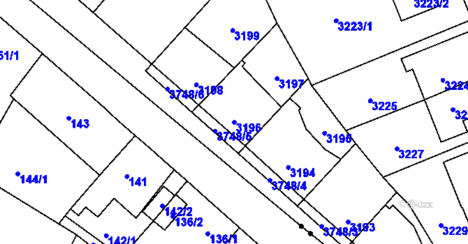 Parcela st. 3196 v KÚ Břevnov, Katastrální mapa