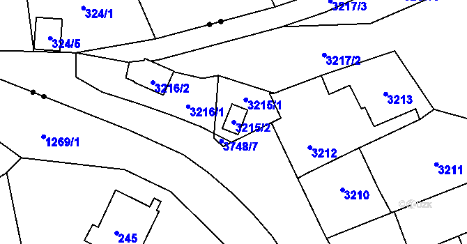 Parcela st. 3215/2 v KÚ Břevnov, Katastrální mapa