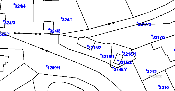 Parcela st. 3216/2 v KÚ Břevnov, Katastrální mapa