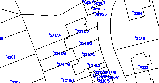 Parcela st. 3218/2 v KÚ Břevnov, Katastrální mapa