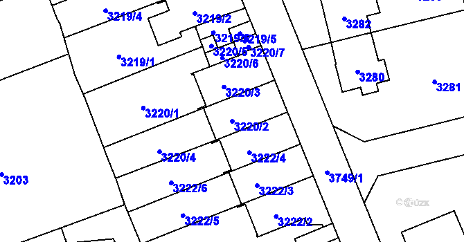 Parcela st. 3220/2 v KÚ Břevnov, Katastrální mapa