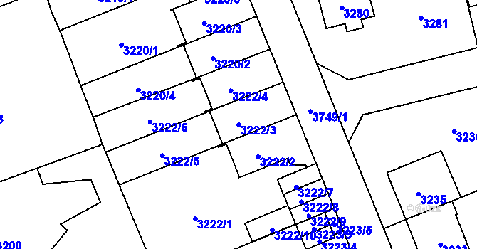 Parcela st. 3222/3 v KÚ Břevnov, Katastrální mapa