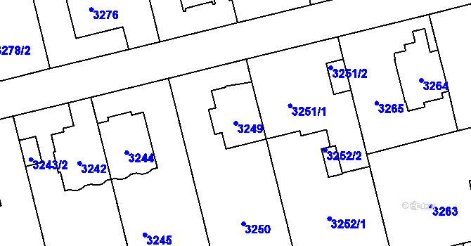 Parcela st. 3249 v KÚ Břevnov, Katastrální mapa
