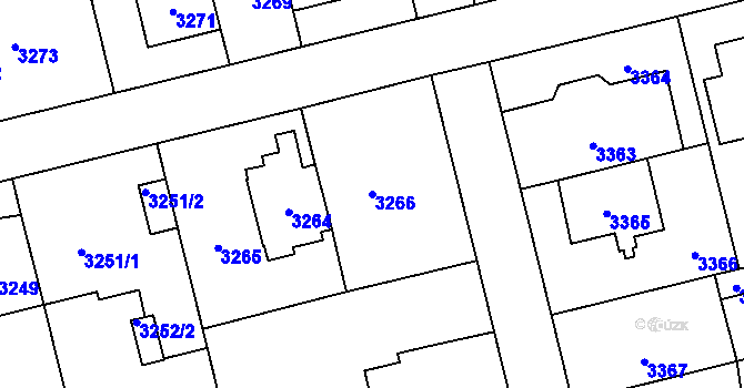 Parcela st. 3266 v KÚ Břevnov, Katastrální mapa
