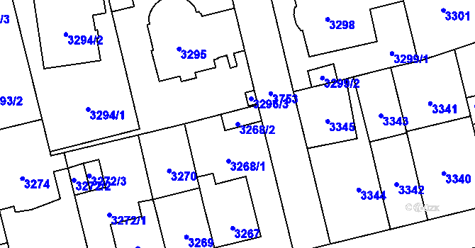 Parcela st. 3268/2 v KÚ Břevnov, Katastrální mapa