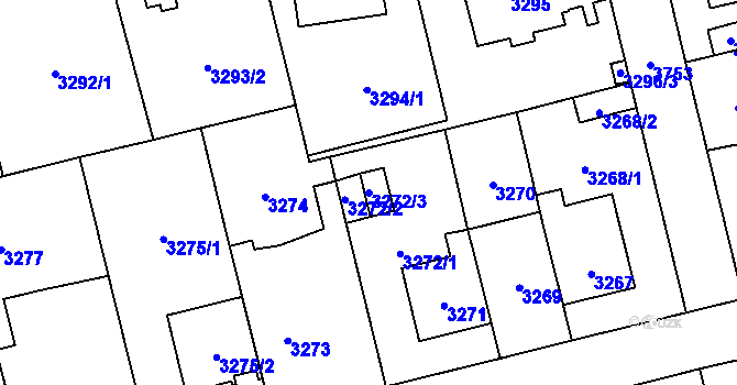 Parcela st. 3272/3 v KÚ Břevnov, Katastrální mapa