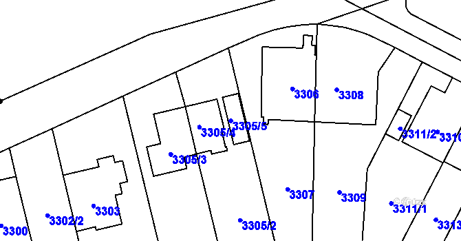 Parcela st. 3305/5 v KÚ Břevnov, Katastrální mapa