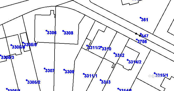 Parcela st. 3311/2 v KÚ Břevnov, Katastrální mapa