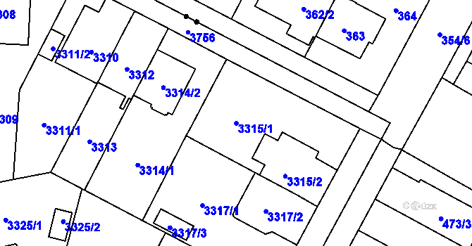 Parcela st. 3315/1 v KÚ Břevnov, Katastrální mapa