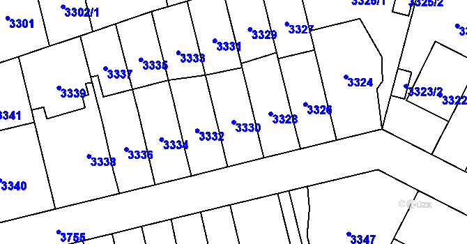 Parcela st. 3330 v KÚ Břevnov, Katastrální mapa
