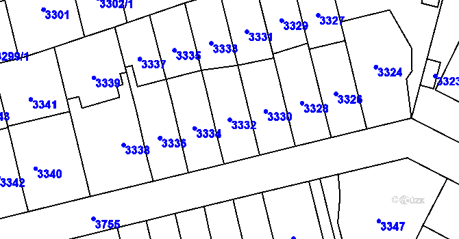 Parcela st. 3332 v KÚ Břevnov, Katastrální mapa