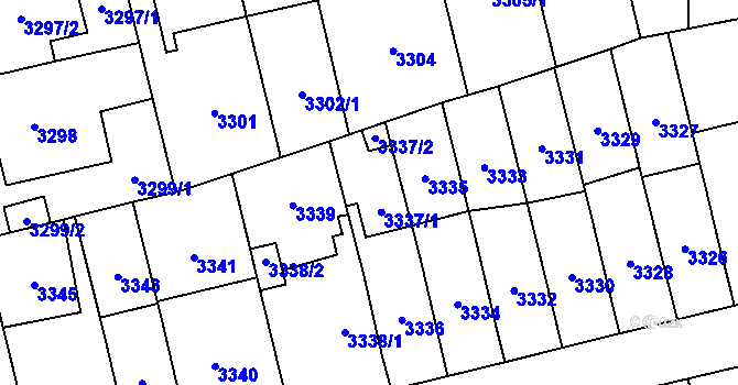 Parcela st. 3337 v KÚ Břevnov, Katastrální mapa