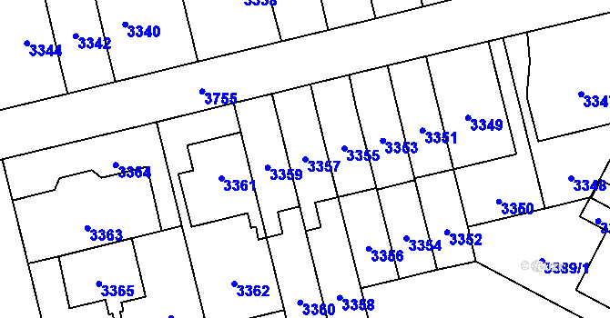 Parcela st. 3357 v KÚ Břevnov, Katastrální mapa