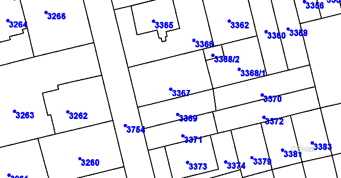 Parcela st. 3367 v KÚ Břevnov, Katastrální mapa