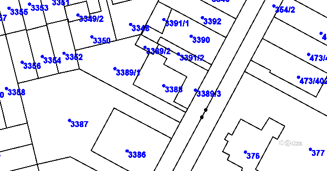Parcela st. 3388 v KÚ Břevnov, Katastrální mapa