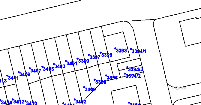 Parcela st. 3395 v KÚ Břevnov, Katastrální mapa