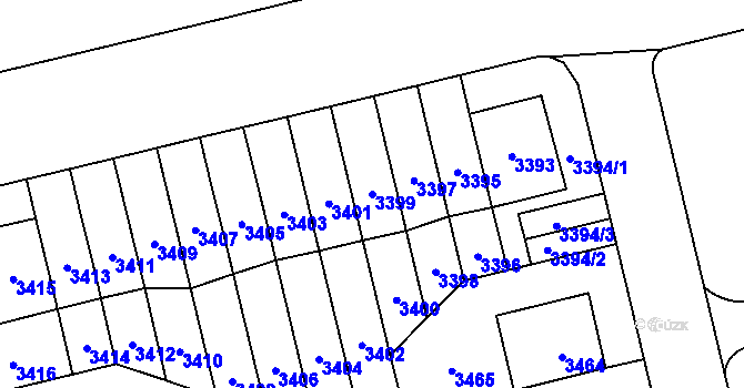Parcela st. 3399 v KÚ Břevnov, Katastrální mapa