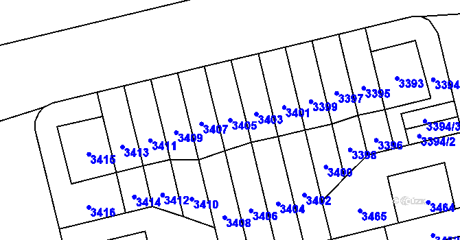 Parcela st. 3405 v KÚ Břevnov, Katastrální mapa