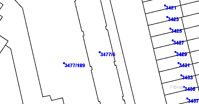 Parcela st. 3477/6 v KÚ Břevnov, Katastrální mapa