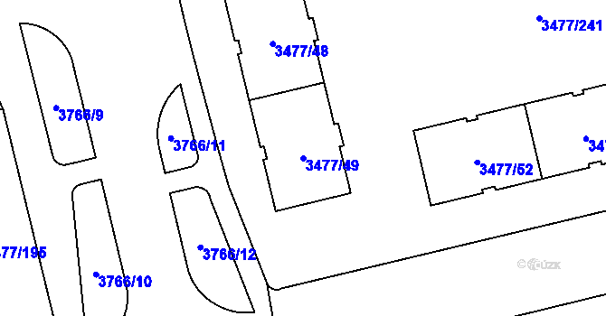 Parcela st. 3477/49 v KÚ Břevnov, Katastrální mapa