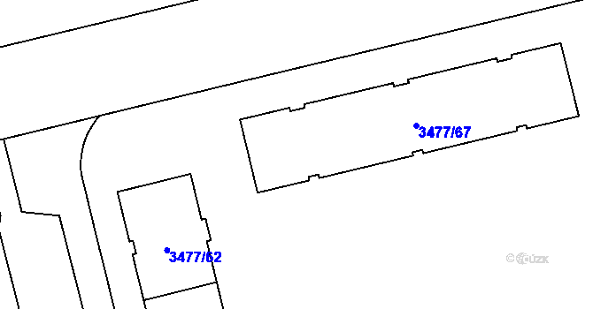 Parcela st. 3477/67 v KÚ Břevnov, Katastrální mapa