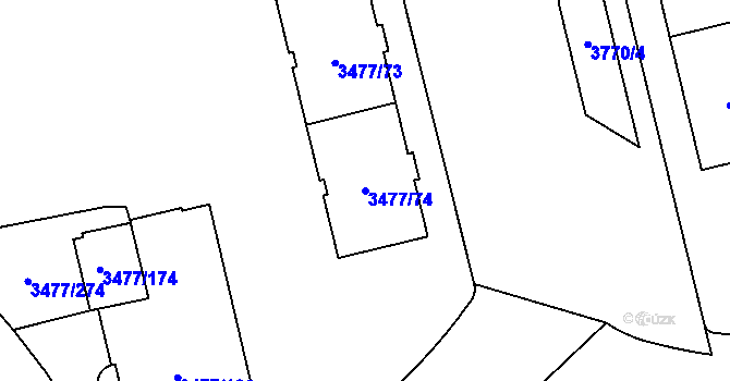 Parcela st. 3477/74 v KÚ Břevnov, Katastrální mapa