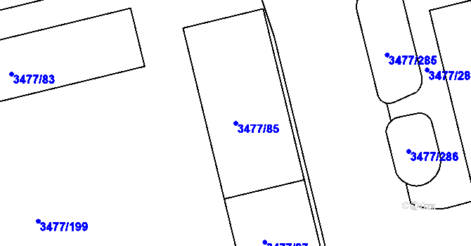Parcela st. 3477/85 v KÚ Břevnov, Katastrální mapa