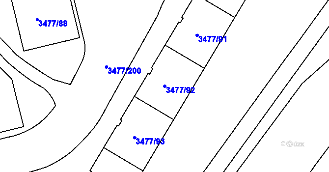 Parcela st. 3477/92 v KÚ Břevnov, Katastrální mapa