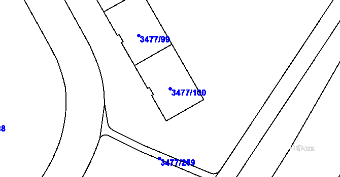 Parcela st. 3477/100 v KÚ Břevnov, Katastrální mapa