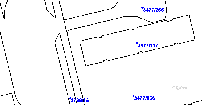 Parcela st. 3477/117 v KÚ Břevnov, Katastrální mapa