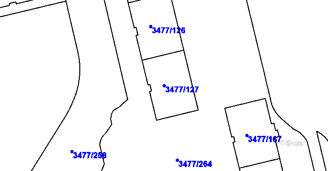 Parcela st. 3477/127 v KÚ Břevnov, Katastrální mapa