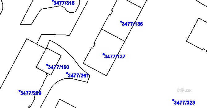 Parcela st. 3477/137 v KÚ Břevnov, Katastrální mapa