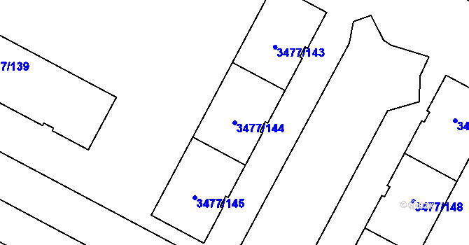 Parcela st. 3477/144 v KÚ Břevnov, Katastrální mapa