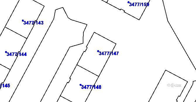 Parcela st. 3477/147 v KÚ Břevnov, Katastrální mapa