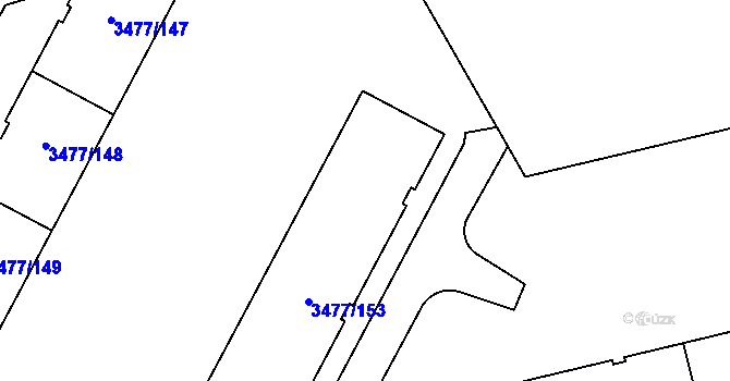 Parcela st. 3477/151 v KÚ Břevnov, Katastrální mapa