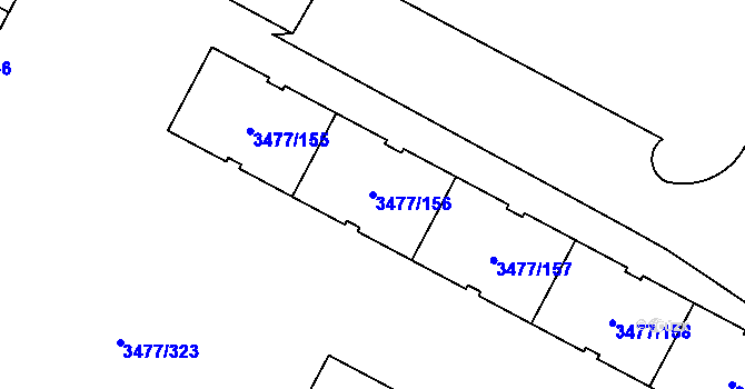 Parcela st. 3477/156 v KÚ Břevnov, Katastrální mapa