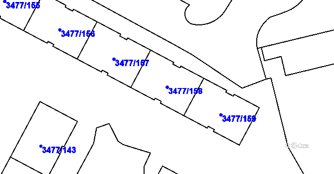 Parcela st. 3477/158 v KÚ Břevnov, Katastrální mapa