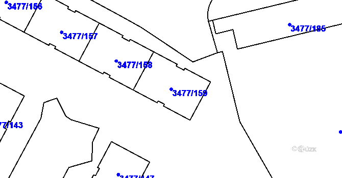 Parcela st. 3477/159 v KÚ Břevnov, Katastrální mapa