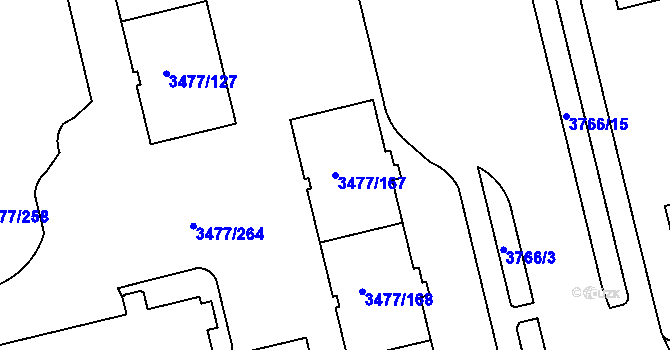 Parcela st. 3477/167 v KÚ Břevnov, Katastrální mapa
