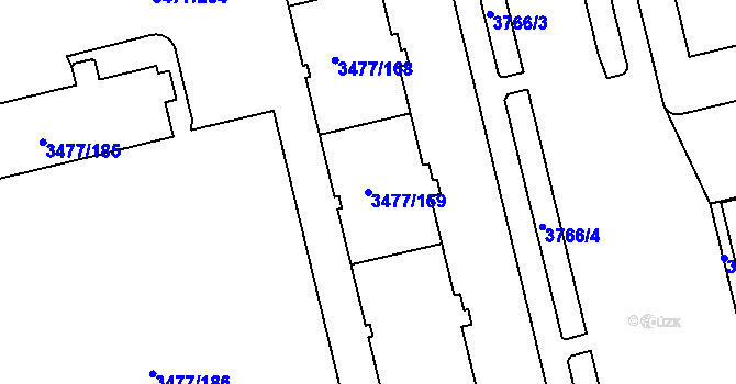 Parcela st. 3477/169 v KÚ Břevnov, Katastrální mapa