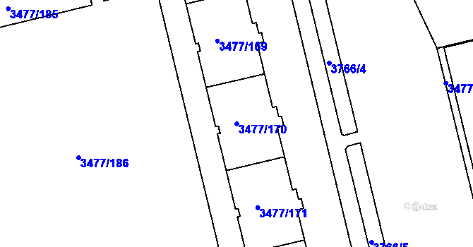 Parcela st. 3477/170 v KÚ Břevnov, Katastrální mapa