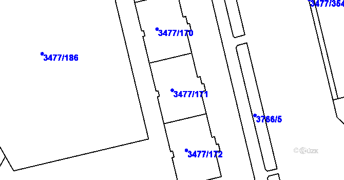 Parcela st. 3477/171 v KÚ Břevnov, Katastrální mapa
