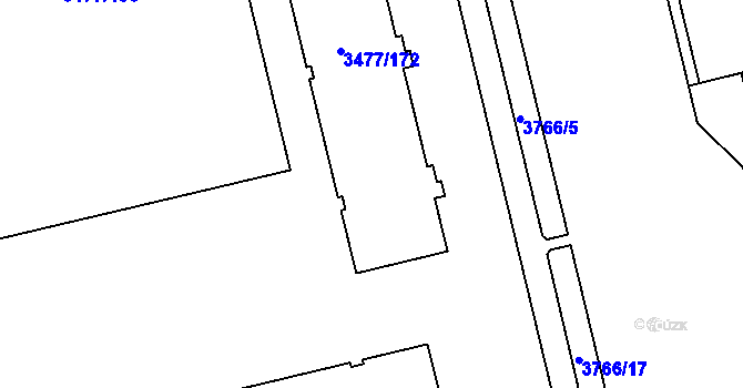 Parcela st. 3477/172 v KÚ Břevnov, Katastrální mapa
