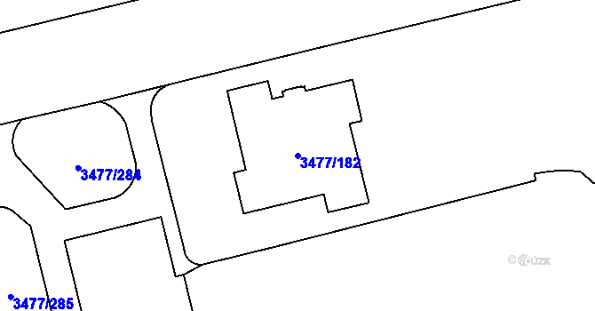 Parcela st. 3477/182 v KÚ Břevnov, Katastrální mapa