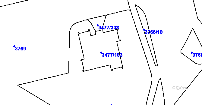Parcela st. 3477/183 v KÚ Břevnov, Katastrální mapa