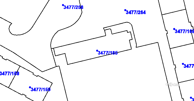 Parcela st. 3477/185 v KÚ Břevnov, Katastrální mapa