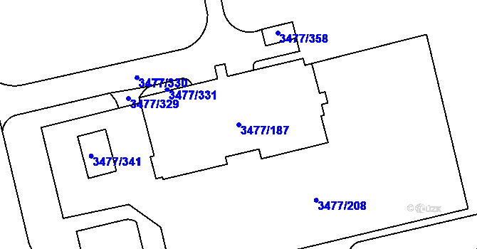 Parcela st. 3477/187 v KÚ Břevnov, Katastrální mapa