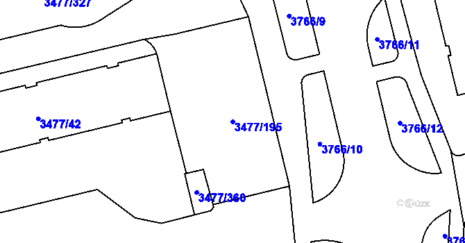 Parcela st. 3477/195 v KÚ Břevnov, Katastrální mapa
